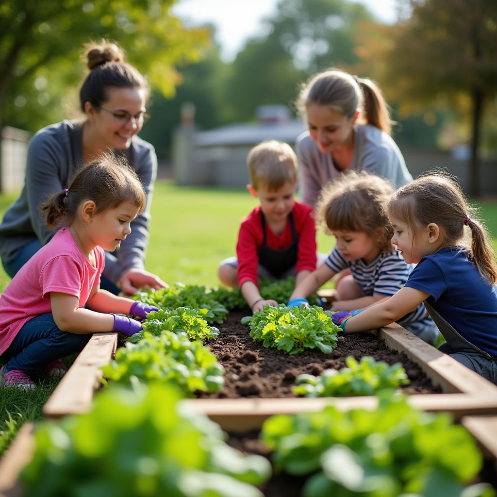 School garden project with children